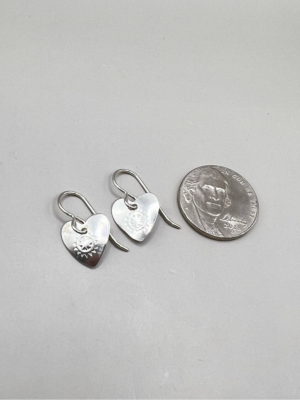 Roggio Designer Sterling Silver Stamped Heart Earrings - Picture 3 of 5